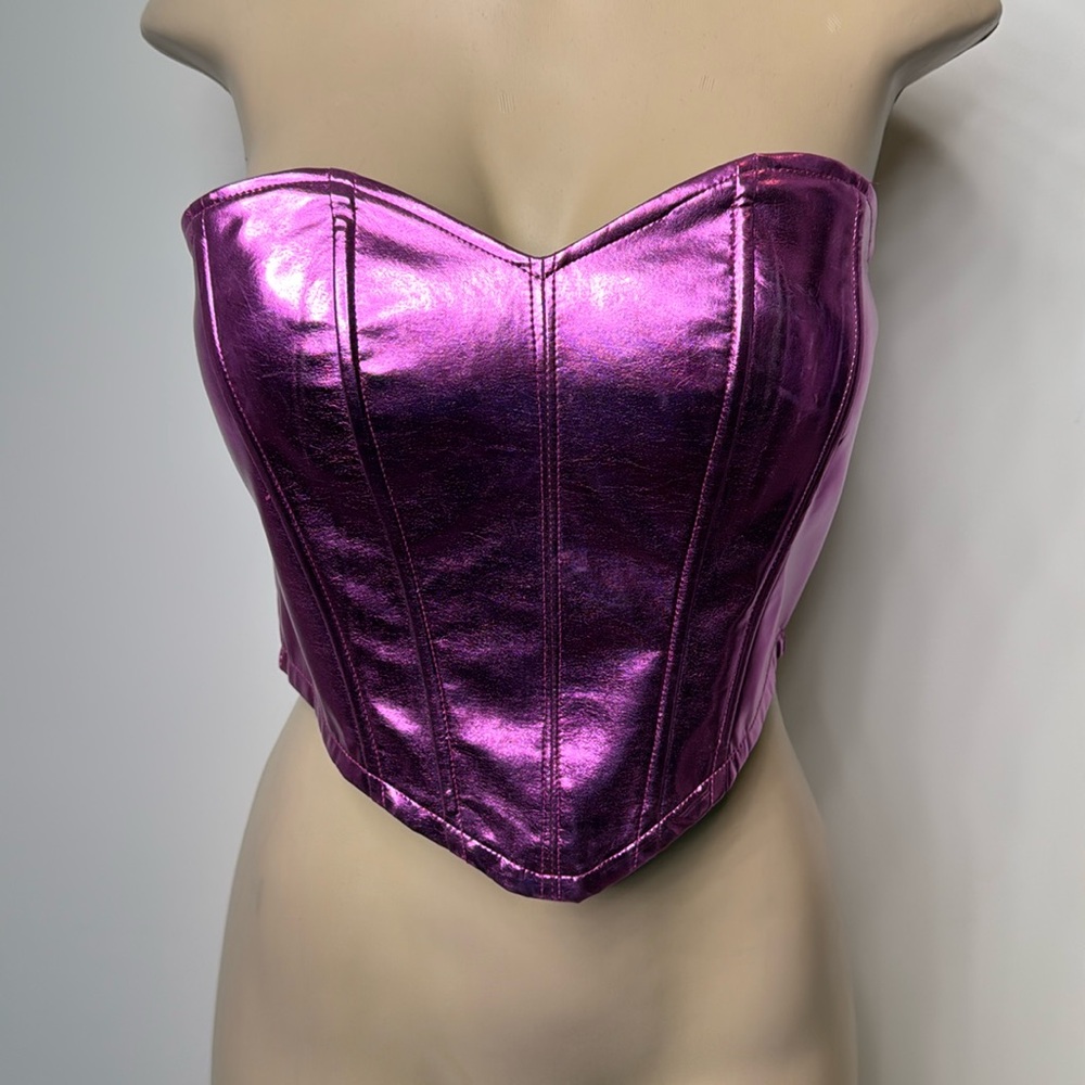 Carmin large pink vinyl corset top